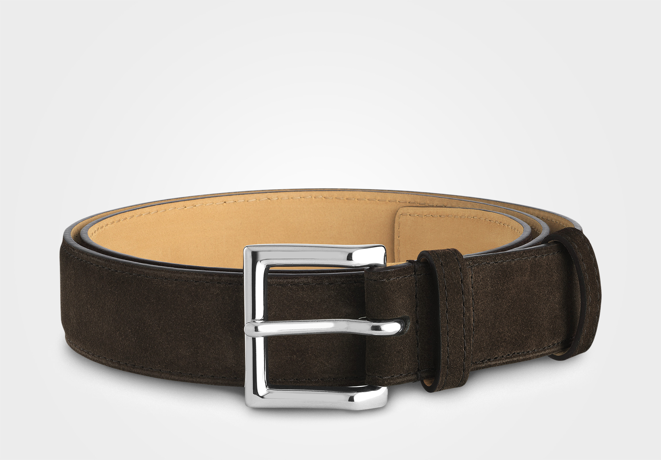 Men belt suede, Dark brown